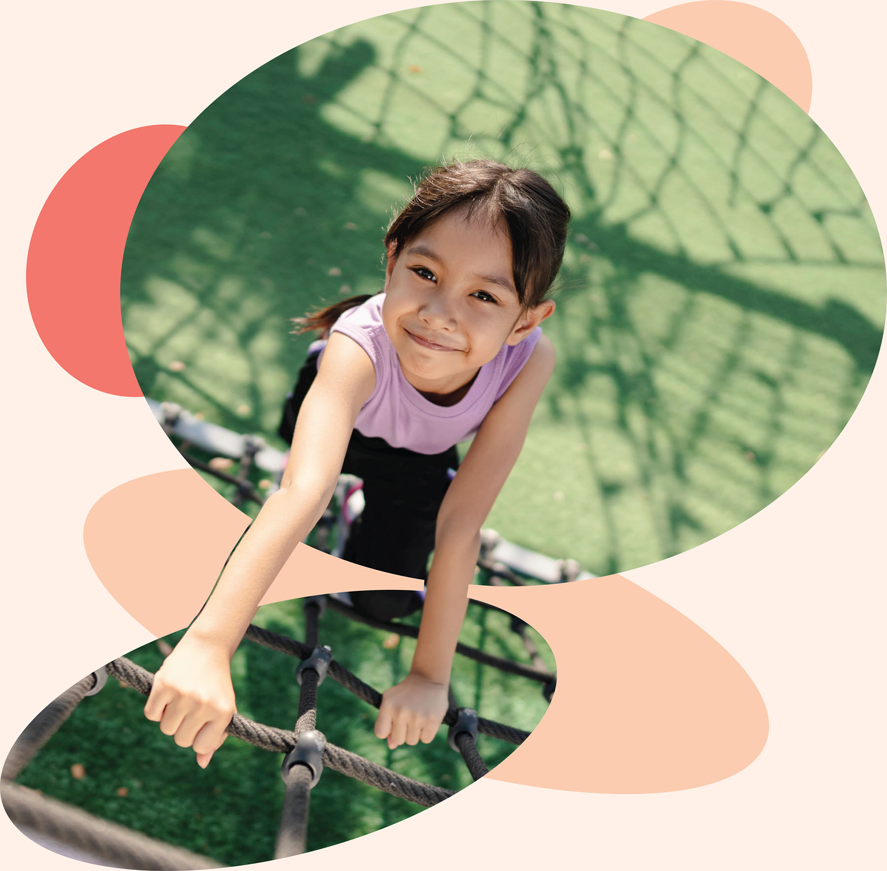 Child climbing playground rope structure to build strength, coordination, and motor skills through pediatric physical therapy in Orlando