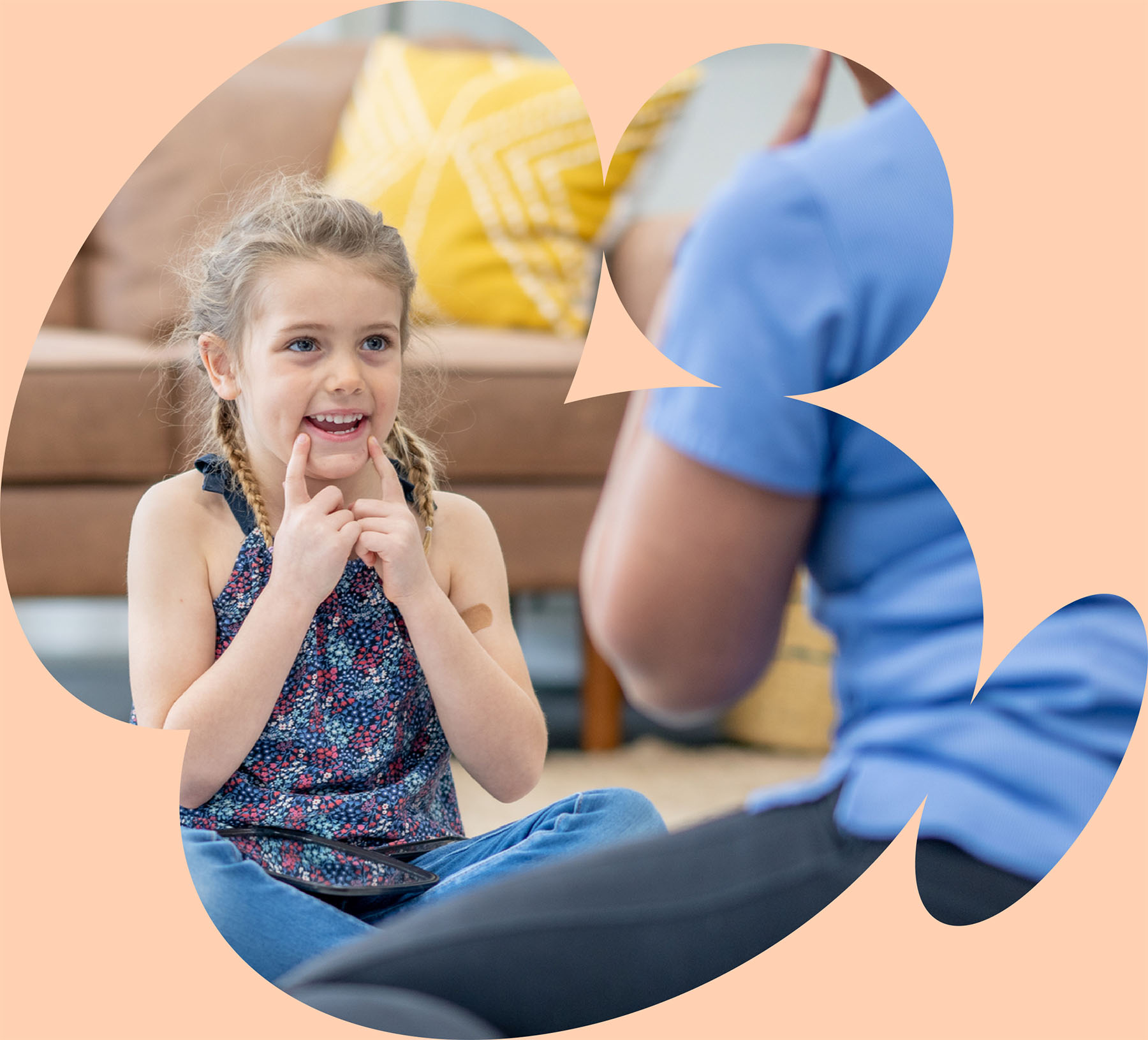Young girl practicing articulation and speech sounds with pediatric speech therapist in Orlando clinic